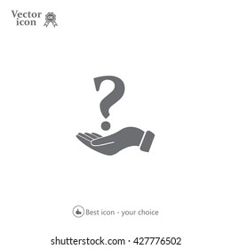 question mark icon holding by realistic hand