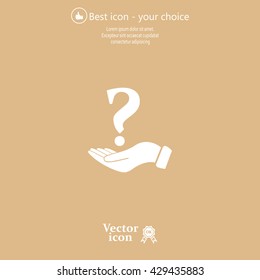 question mark icon holding by realistic hand