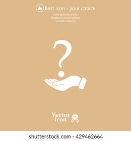 question mark icon holding by realistic hand