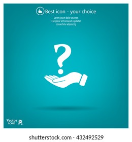 question mark icon holding by realistic hand