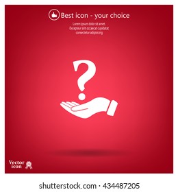 question mark icon holding by realistic hand