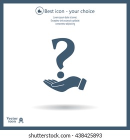 question mark icon holding by realistic hand