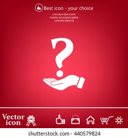 question mark icon holding by realistic hand