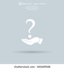 question mark icon holding by realistic hand