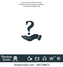question mark icon holding by realistic hand