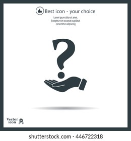 question mark icon holding by realistic hand