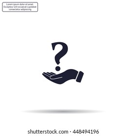 question mark icon holding by realistic hand