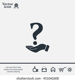 question mark icon holding by realistic hand