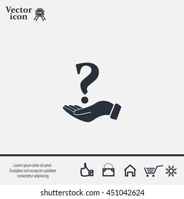 question mark icon holding by realistic hand