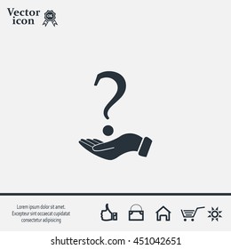 question mark icon holding by realistic hand