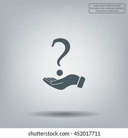question mark icon holding by realistic hand