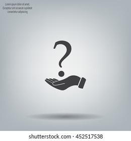 question mark icon holding by realistic hand
