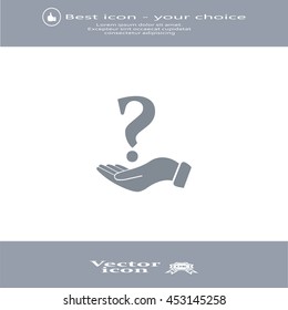 question mark icon holding by realistic hand