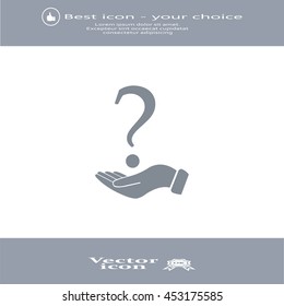 question mark icon holding by realistic hand