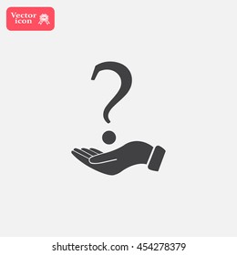 question mark icon holding by realistic hand