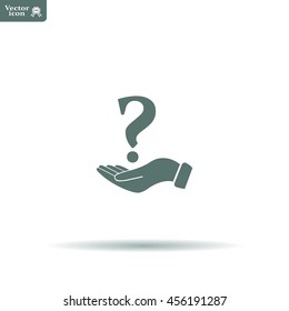 question mark icon holding by realistic hand