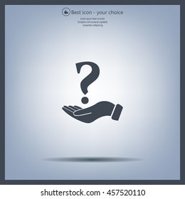 question mark icon holding by realistic hand