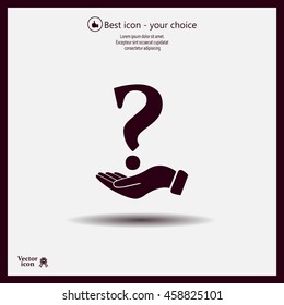 question mark icon holding by realistic hand