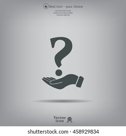 question mark icon holding by realistic hand
