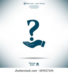 question mark icon holding by realistic hand