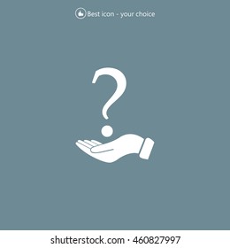 question mark icon holding by realistic hand
