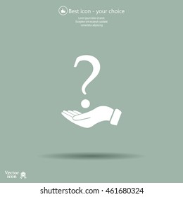 question mark icon holding by realistic hand