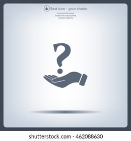 question mark icon holding by realistic hand