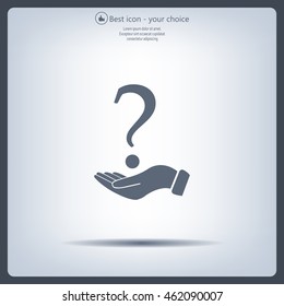 question mark icon holding by realistic hand