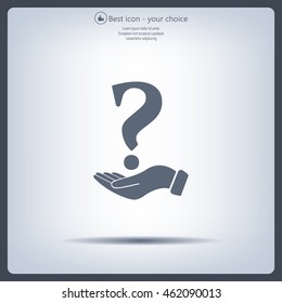 question mark icon holding by realistic hand