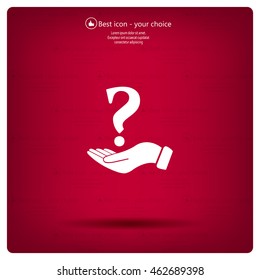 question mark icon holding by realistic hand