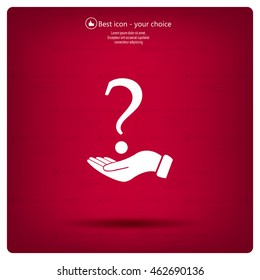 question mark icon holding by realistic hand