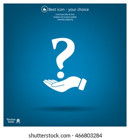 question mark icon holding by realistic hand