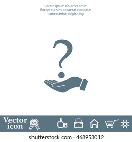question mark icon holding by realistic hand