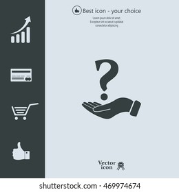 question mark icon holding by realistic hand