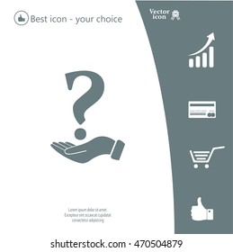 question mark icon holding by realistic hand