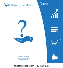 question mark icon holding by realistic hand