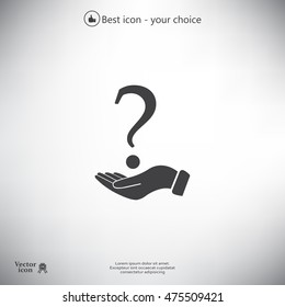question mark icon holding by realistic hand