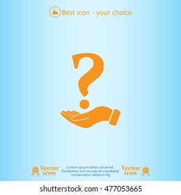 question mark icon holding by realistic hand