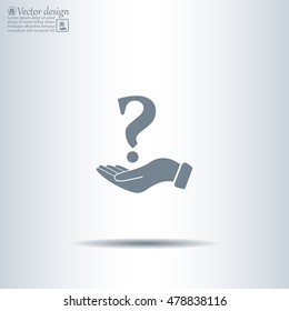 question mark icon holding by realistic hand