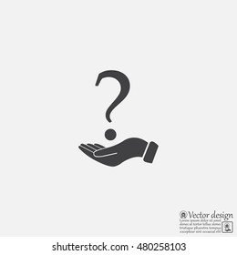 question mark icon holding by realistic hand