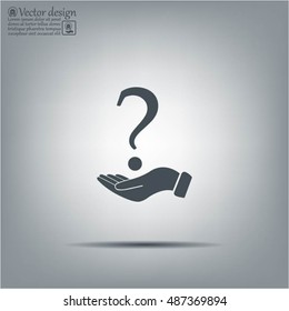 question mark icon holding by realistic hand