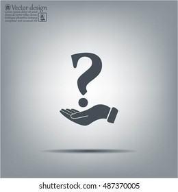 question mark icon holding by realistic hand
