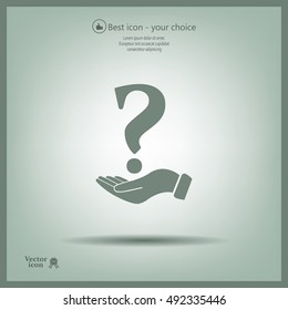 question mark icon holding by realistic hand