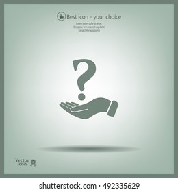 question mark icon holding by realistic hand