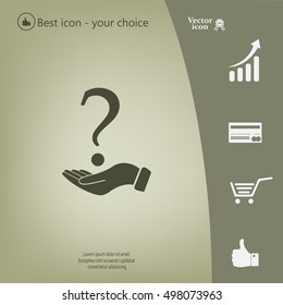 question mark icon holding by realistic hand