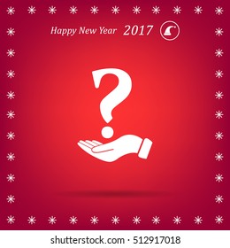 question mark icon holding by realistic hand