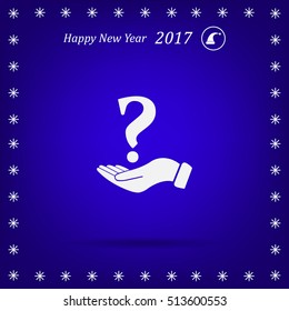 question mark icon holding by realistic hand