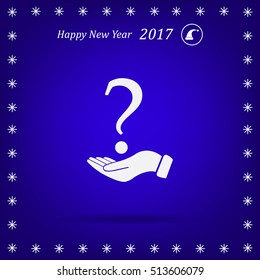 question mark icon holding by realistic hand
