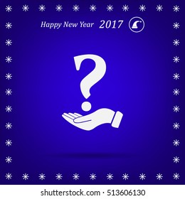 question mark icon holding by realistic hand