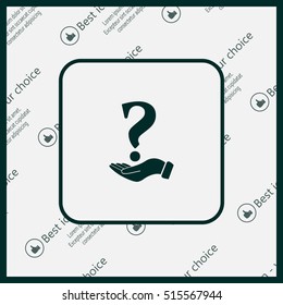 question mark icon holding by realistic hand